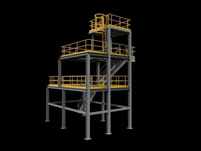 3d model Industrial mezzanine racks factory storage  3D model