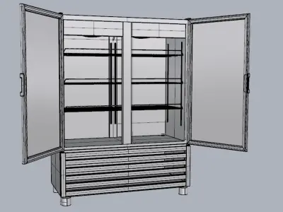 Refrigerator double glass door 3D model