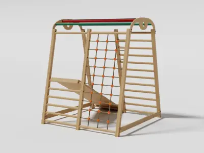 Playground Wooden Climber Low-poly 3D model