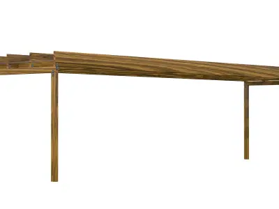 Wood beam glass pergola 3D model