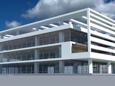 Building 7 office with sky 3D model