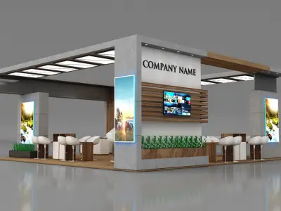 Booth Exhibition Stand Stall 10x10m Height 400 cm 4 Side Open 3D model