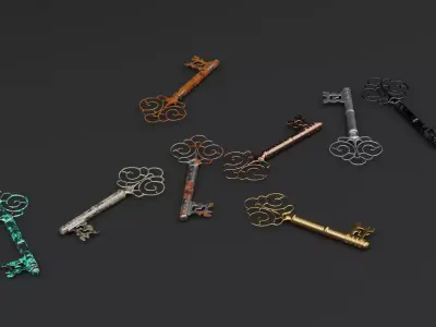 Antique Ornate Key Low-poly 3D model