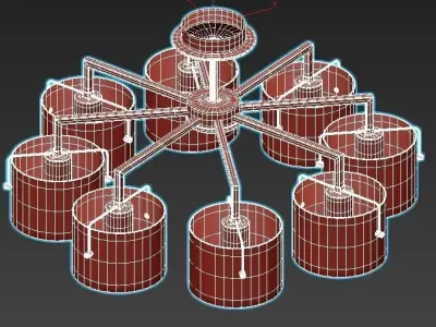 sayrus modern ceiling light fixture with six lights 3D model