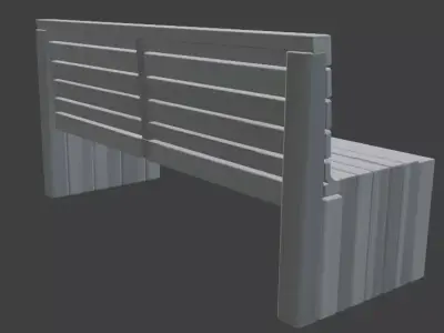Wooden Park Bench 3D Model 3D model
