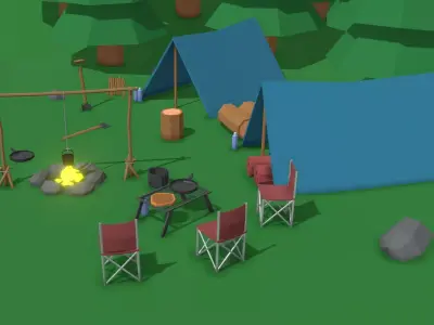 Camping Pack Low Poly Low-poly 3D model