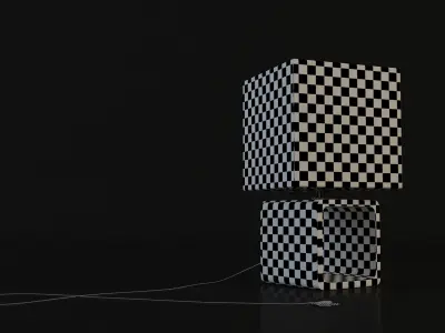 LAMP---Cubic wooden lamp with shade 3D model