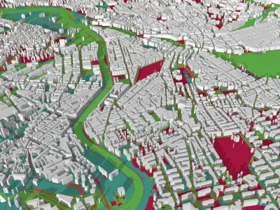 Geneva City Low-poly 3D model