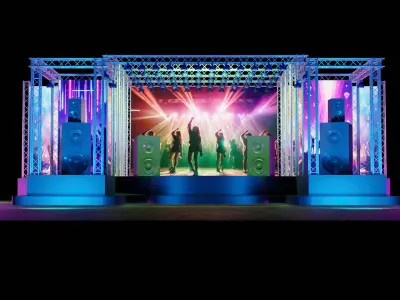 A concert music stage 3D model 3D model