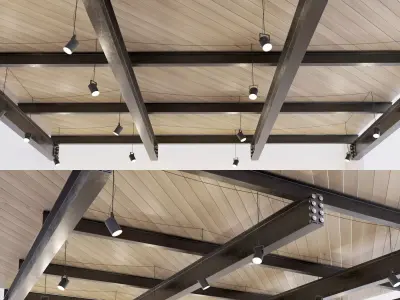 Wooden ceiling on metal beams 23 Low-poly 3D model