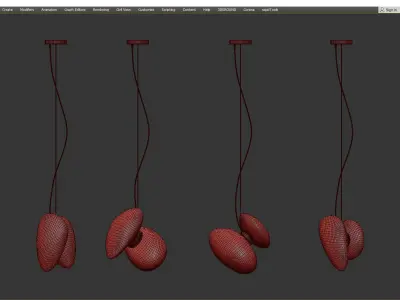 LINDIS pendant lamp balls hanging from ceiling Low-poly 3D model