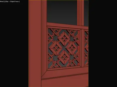 Mashrabiya 5 ornate wooden building with balcony 3D model