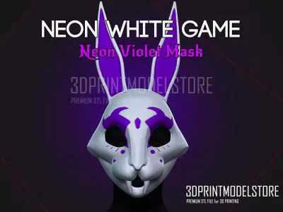 Neon White Cosplay Mask - Neon Violet - Japanese Kitsune 3D print model