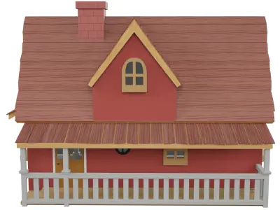 Cartoon House Low-poly 3D model 20