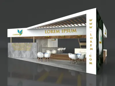 Exhibition Booth Stand Stall 8x10m Height 350 cm 4 Side Open 3D model