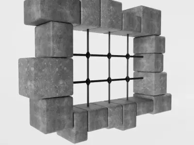 Old Prison Window Low-poly 3D model