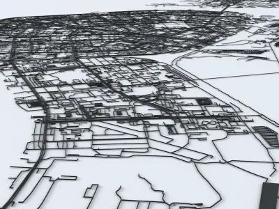 Arkhangelsk Road Network and Streets 3D model