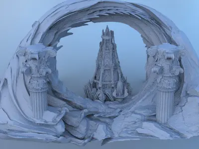 Ancient Oracle of Delphi cave Arch 3D model