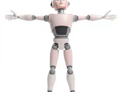 Pink Humanoid Robot model pack Low-poly 3D model