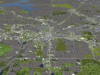 Tellahassee Florida USA 50x50km 3D City Map 3D model