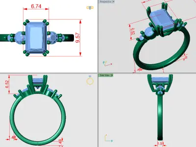 Prong Radiant shaped ring 3D print model