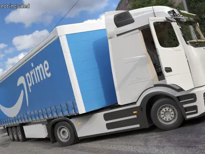  Electric Truck with Prime Trailer Rigged for Maya 