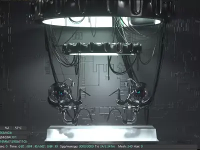 Black science fiction product showcase 3D model