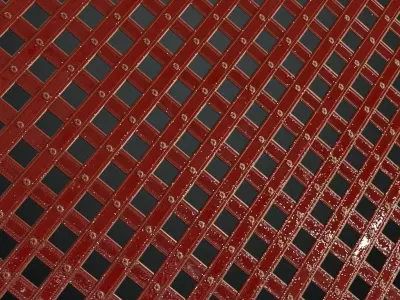 Red Metal Gate Transparent PBR Seamless Texture