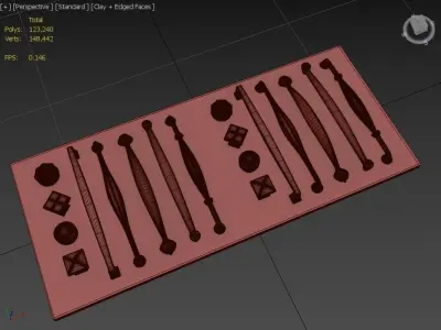 cabinet door handle set01 3D model