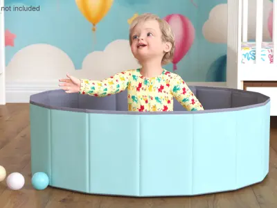 Baby Boy in a Folding Dry Pool with Balls 3D model