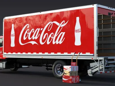 2020 Freightliner M2 106 Box truck Coca Cola Low-poly 3D model