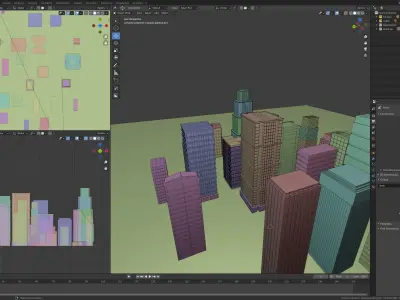 24 low poly buildings Low-poly 3D model