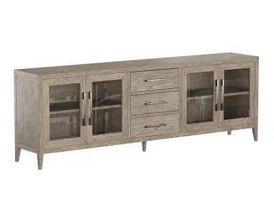 FRENCH CONTEMPORARY GLASS 4-DOOR SIDEBOARD WITH DRAWERS 3D model