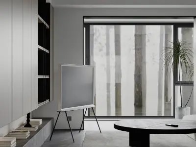 Modern apartment living room dining room kitchen design 3d model 3D model