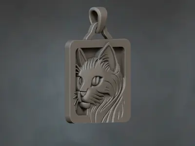 Stylish Cat Pendant Necklace  3D print model