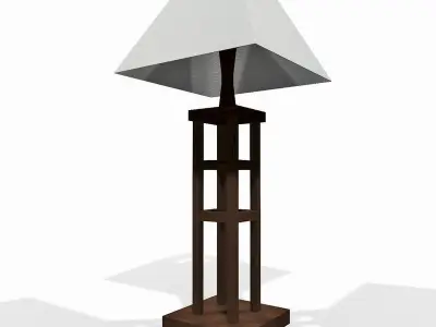 Wooden tabletop lamp 3D model