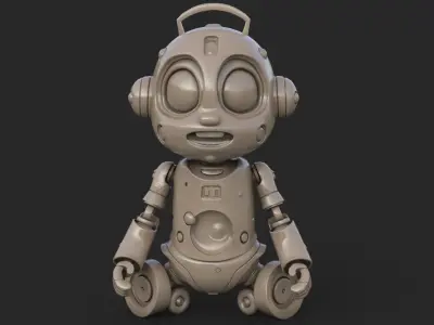 Cute Robot Child Clay Low-poly 3D model