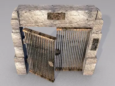 cemetery gate old door Low-poly 3D model
