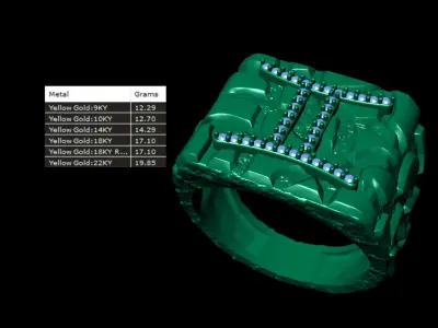 Diamond Gemini Horoscope Zodiac Nugget Ring  3D print model