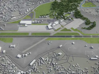 Tribhuvan International Airport - KTM Low-poly 3D model