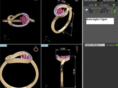 Diamond Ring For Women 3d Print Model 3D print model 57