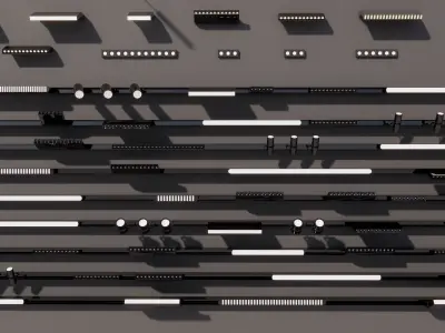 Modern downlights-spotlights-track lights 3D model