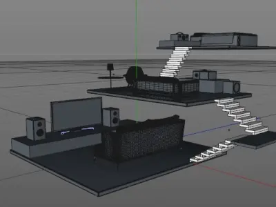 3D interior isometric home  3D model