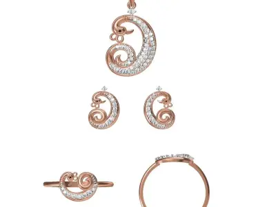 Light wt Ring Earrings Pendant set stl jcd 1-render details 3D print model 6