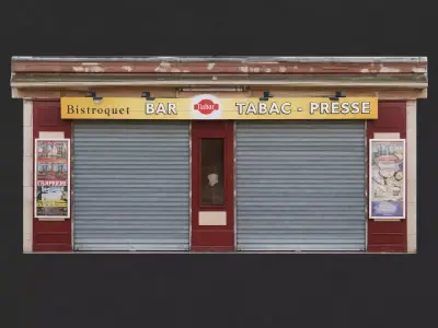 Low-Poly French Storefront 3D Model Free 3D model