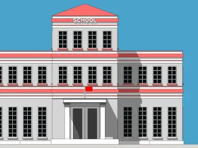 School building Low-poly 3D model