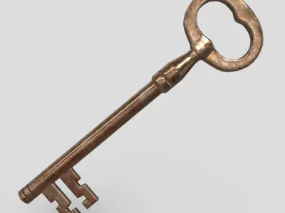 Key 8 golden Low-poly 3D model