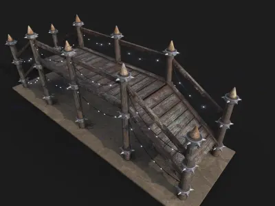 Game Ready Wooden Bridge Low-poly 3D model