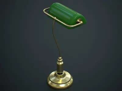 Antique Bankers Desk Lamp Green Low-poly 3D model