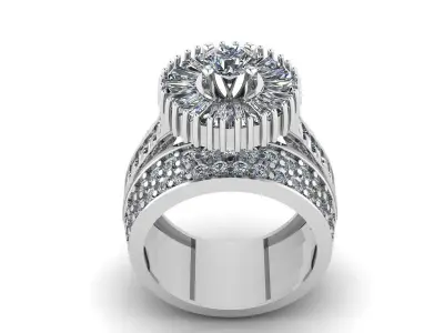 Diamond cluster ring  3D print model